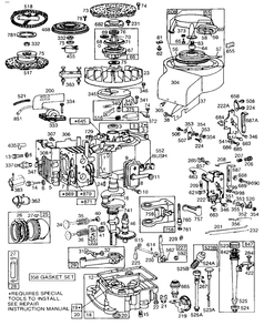 Cyl, Sump, Piston,controls Diagram and Parts List for 191702-5133-XX  Briggs and Stratton Engine